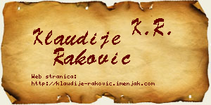 Klaudije Raković vizit kartica